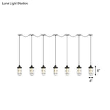 Minimalist Black Multi Light Chandelier With Clear Glass Cage - Farmhouse Tandem Ceiling Lamp