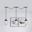 Minimalist Black Multi Light Chandelier With Clear Glass Cage - Farmhouse Tandem Ceiling Lamp 3 /