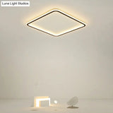 Minimalist Black Square Led Flush Ceiling Lamp - Ultrathin Acrylic Bedroom Light Fixture / 16 Remote