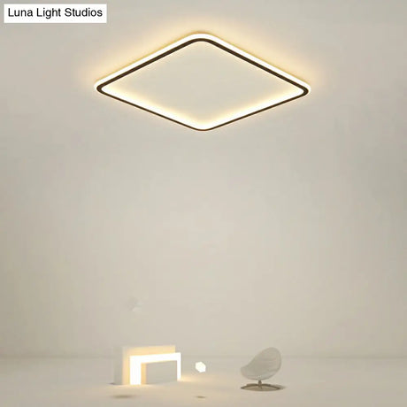 Minimalist Black Square Led Flush Ceiling Lamp - Ultrathin Acrylic Bedroom Light Fixture / 16 Remote