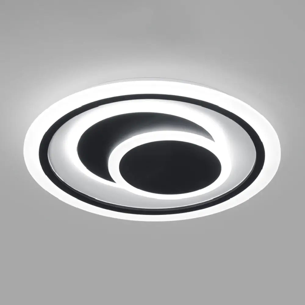 Minimalist Black Surface Mounted Led Ceiling Light For Bedroom - Disk Shape / 20.5’