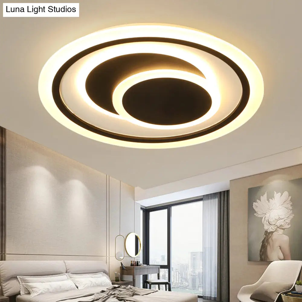 Minimalist Black Surface Mounted Led Ceiling Light For Bedroom - Disk Shape
