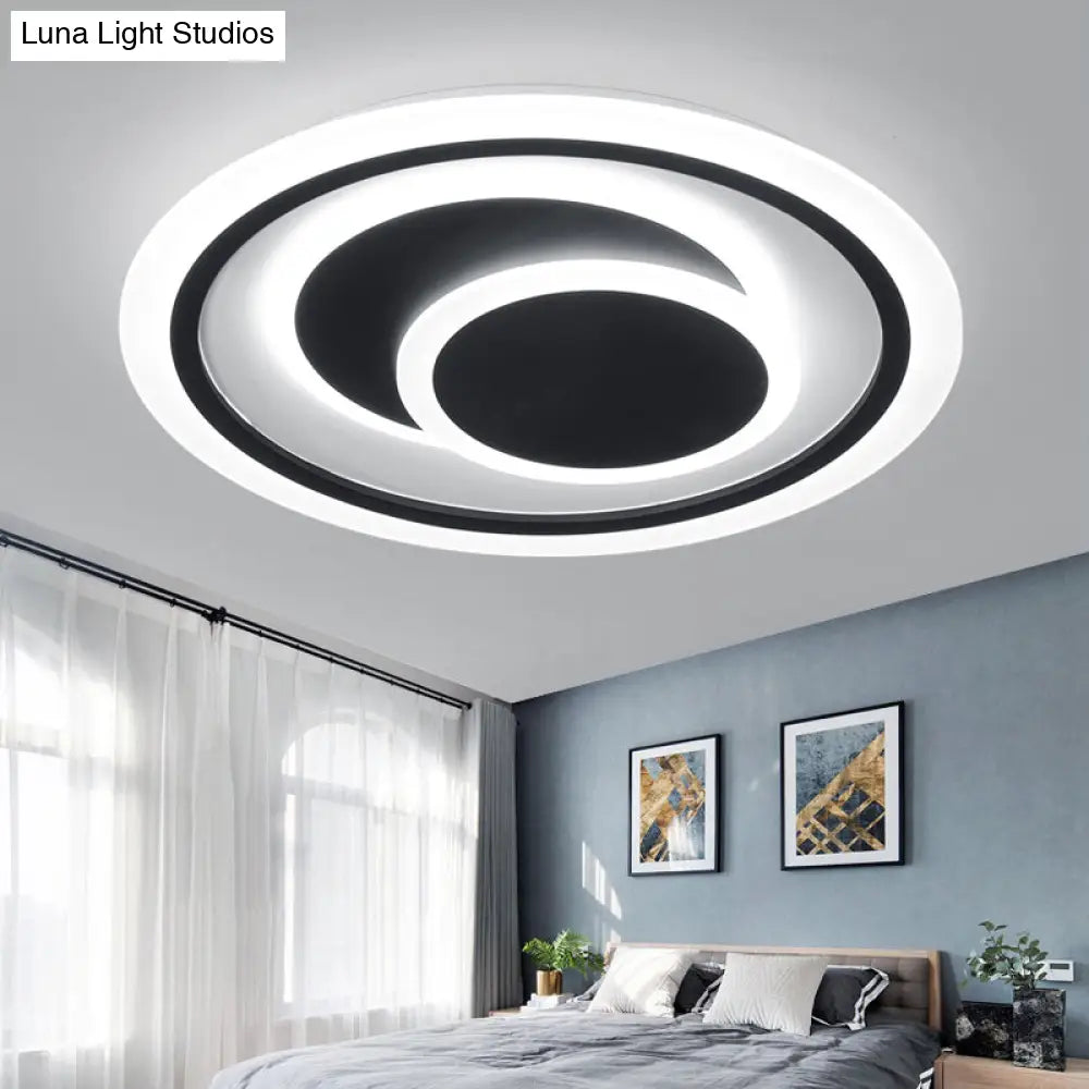 Minimalist Black Surface Mounted Led Ceiling Light For Bedroom - Disk Shape