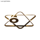 Minimalist Black/White Dual Triangular Frame Led Flush Light Fixture In Warm/White