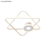 Minimalist Black/White Dual Triangular Frame Led Flush Light Fixture In Warm/White