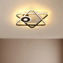 Minimalist Black/White Dual Triangular Frame Led Flush Light Fixture In Warm/White Black / White