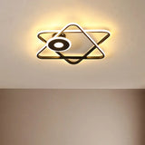 Minimalist Black/White Dual Triangular Frame Led Flush Light Fixture In Warm/White Black / White