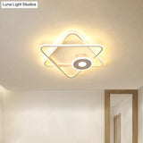 Minimalist Black/White Dual Triangular Frame Led Flush Light Fixture In Warm/White