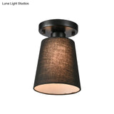 Minimalist Black/White Fabric Semi Flush Mount Bedroom Lamp