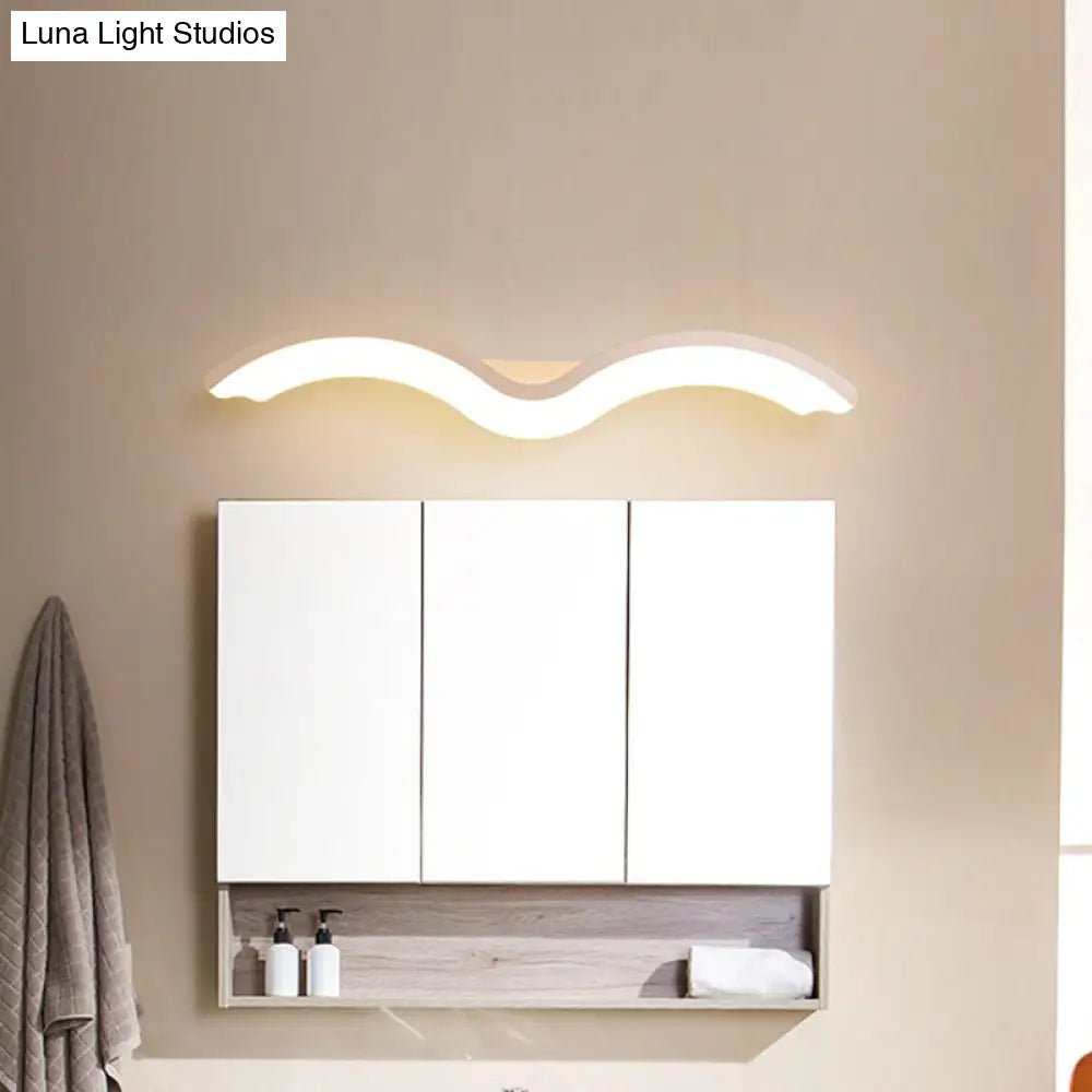 Minimalist Black/White Wavelet Led Wall Sconce With Frosted Diffuser Available In 16 23.5 Or 31.5