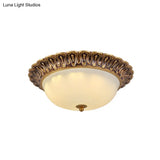 Minimalist Bowl Flushmount With White Cloud Glass - Brass Trim 2/3 Lights