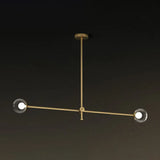 Minimalist Brass Finish Chandelier With Swivel Arm And Glass Shade 2 / Clear