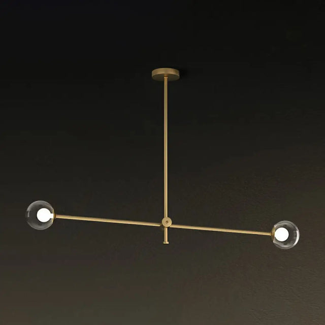 Minimalist Brass Finish Chandelier With Swivel Arm And Glass Shade 2 / Clear