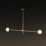 Minimalist Brass Finish Chandelier With Swivel Arm And Glass Shade 2 / Cream