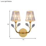 Minimalist Brass Finish Tapered Wall Sconce With Crystal Accents