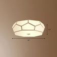 Minimalist Brass Flush Glass Ceiling Light For Bedroom - Polygon White Fixture / 14’