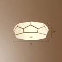 Minimalist Brass Flush Glass Ceiling Light For Bedroom - Polygon White Fixture / 14’