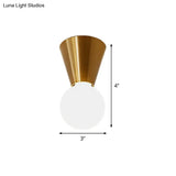 Minimalist Brass Flush Mount Ceiling Lamp With Bottom Orb Glass Shade