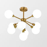 Minimalist Brass Flush Mount Chandelier With White/Smoke Gray Glass – 7/9/10 Lights 9 / White