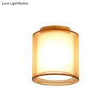 Minimalist Brass Flushmount Ceiling Light With Fabric Shade