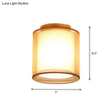 Minimalist Brass Flushmount Ceiling Light With Fabric Shade