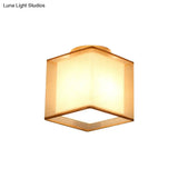 Minimalist Brass Flushmount Ceiling Light With Fabric Shade