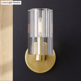 Minimalist Brass Sconce With Clear Triangle Glass Shade For Living Room Wall