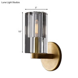 Minimalist Brass Sconce With Clear Triangle Glass Shade For Living Room Wall