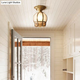 Minimalist Brass Semi Flush Mount With Scalloped Metal - Single-Bulb Lighting