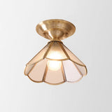 Minimalist Brass Semi Flush Mount With Scalloped Metal - Single-Bulb Lighting / C