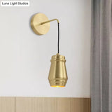 Minimalist Brass Wall Mount Lamp With Gold Finish - 1 Light Sconce