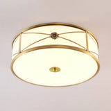 Minimalist Brass White Glass Flush Mount Ceiling Light For Bedroom / 18’