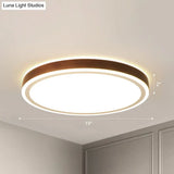 Minimalist Brown Geometric Led Flush Ceiling Light For Bedroom
