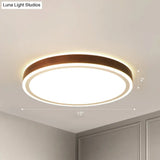 Minimalist Brown Geometric Led Flush Ceiling Light For Bedroom