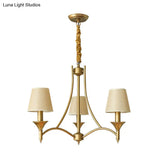 Minimalist Candlestick Chandelier: Metallic Pendant Light With Tapered Fabric Shade