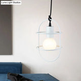 Minimalist Ceiling Pendant Light With Metal Capsule Frame Shade - White/Pink/Yellow