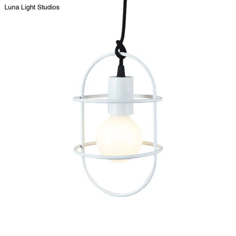 Minimalist Ceiling Pendant Light With Metal Capsule Frame Shade - White/Pink/Yellow
