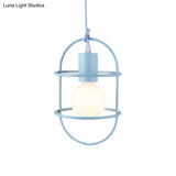 Minimalist Ceiling Pendant Light With Metal Capsule Frame Shade - White/Pink/Yellow