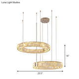 Minimalist Chrome Led Hoop Pendant Light With Multi-Lights And Crystal Accents