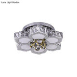 Minimalist Chrome Led Lotus Crystal Ceiling Flush Mount Light