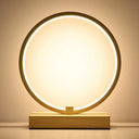 Minimalist Circular Led Night Table Lamp For Bedroom Décor Wood / Natural