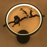 Minimalist Circular Led Wall Sconce In White For Living Room / Flower