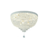 Minimalist Clear Crystal Beaded Flushmount Lighting - Wide 1-Light Ceiling Fixture For Living Room