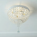 Minimalist Clear Crystal Beaded Flushmount Lighting - Wide 1 - Light Ceiling Fixture For Living