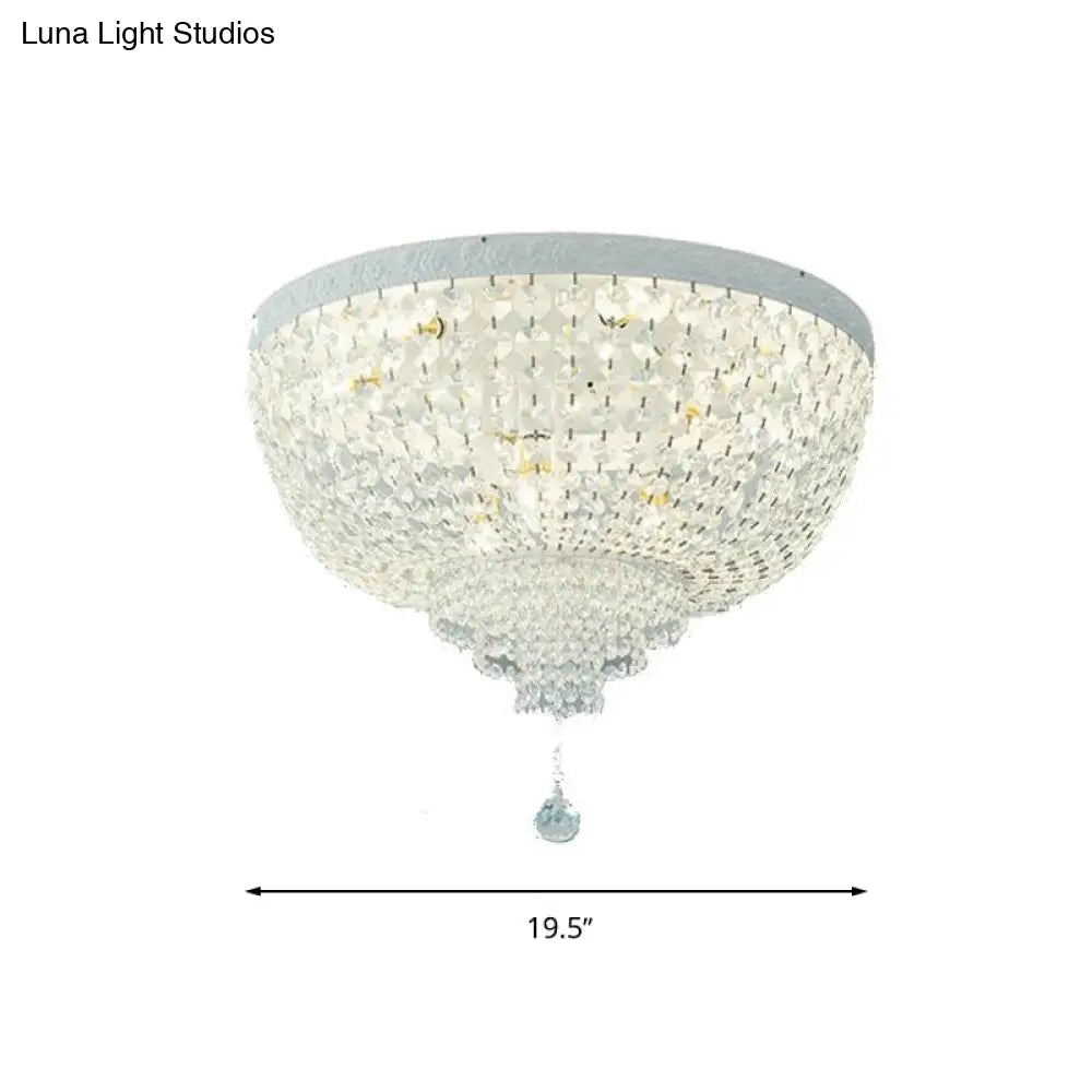 Minimalist Clear Crystal Beaded Flushmount Lighting - Wide 1 - Light Ceiling Fixture For Living Room