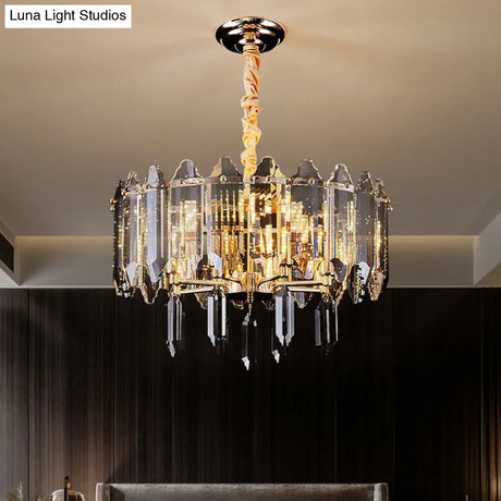 Minimalist Clear Crystal Ceiling Chandelier For Living Room - Elegant Round Suspension Lamp