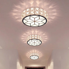 Minimalist Clear Crystal Ceiling Light With Led Flush Mount Spotlight Petal Pattern Warm/White /
