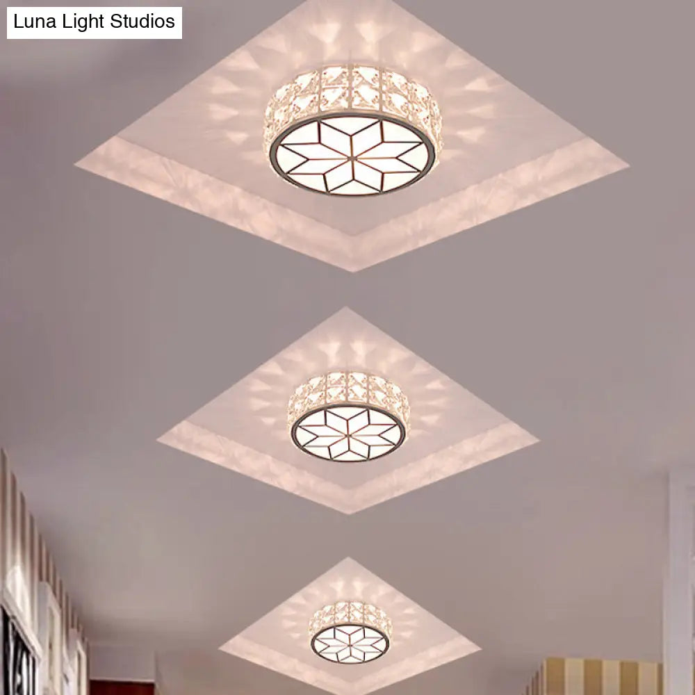 Minimalist Clear Crystal Ceiling Light With Led Flush Mount Spotlight Petal Pattern Warm/White