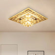 Minimalist Clear Crystal Led Flushmount Ceiling Lamp With Floral Design - Perfect For Balcony
