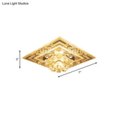 Minimalist Clear Crystal Led Flushmount Ceiling Lamp With Floral Design - Perfect For Balcony